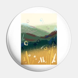 Abstract Landscape with Grass in Green and Yellow Ochre Pin