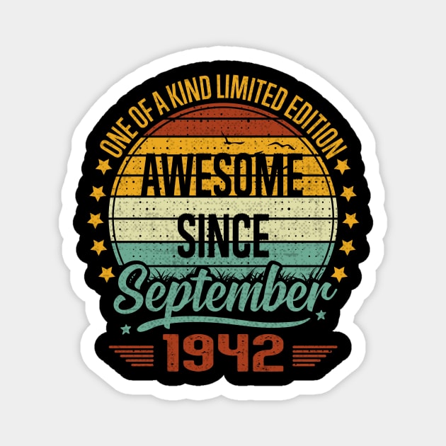 80 Year Old Awesome Since September 1942 Gift 80th Birthday Magnet by sufian