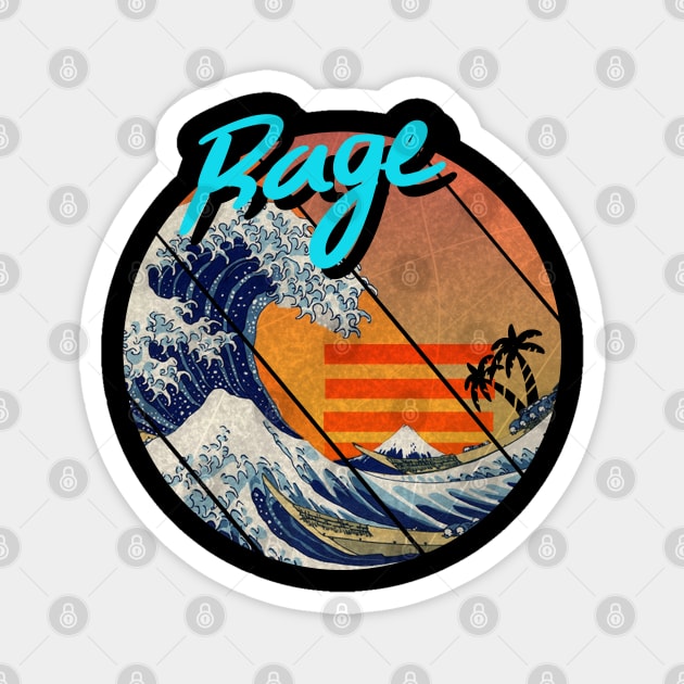 The Great Wave Retro - Rage Magnet by A Comic Wizard
