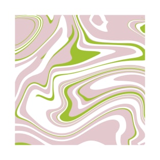 Pink Green Colors Marble Pattern Swirl Design Abstract Art Background T-Shirt