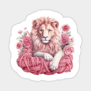 Pink Christmas Lion Magnet