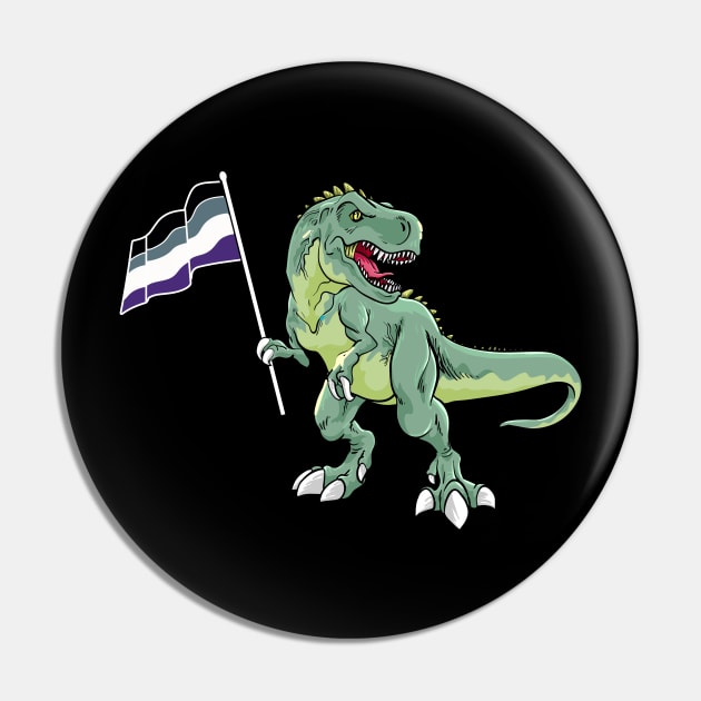 Funny Dinosaur Flag Asexual Pride LGBT Gift Pin by Lones Eiless