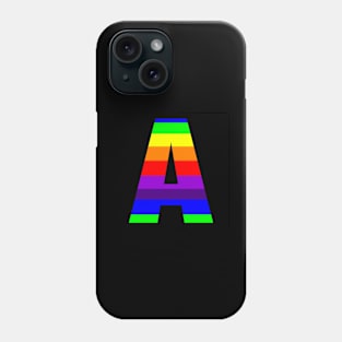 The Letter A in Rainbow Stripes Phone Case