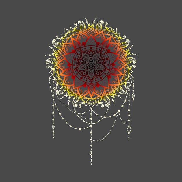 Macrame mandala in fire optics by Unelmoija