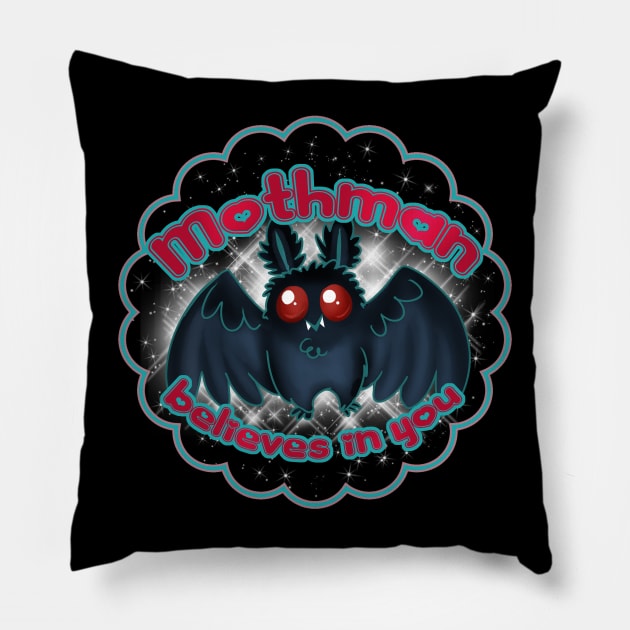 Mothman Believes In You Pillow by SophieScruggs