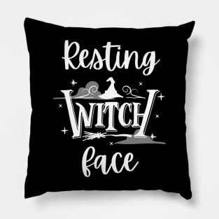 Resting Witch Face Text Design - Halloween Pun Pillow