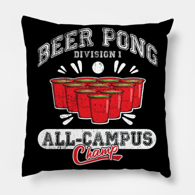 Beer Pong All Campus Champ Pillow by Alema Art