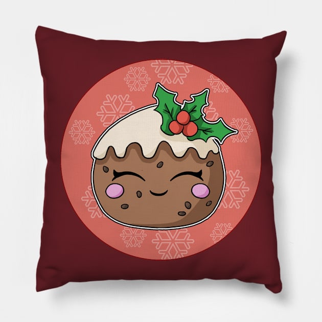 Happy Christmas Pudding Pillow by Happy Taco Studio