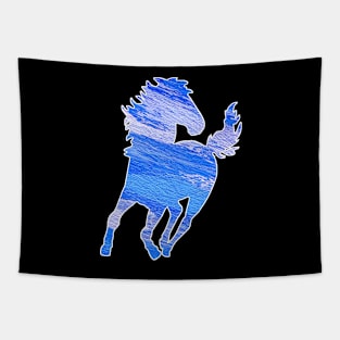 Horse Blue Canvas Watercolor Tapestry