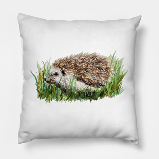 Hedgehog in the Grass Pillow by 1000Words-Emily