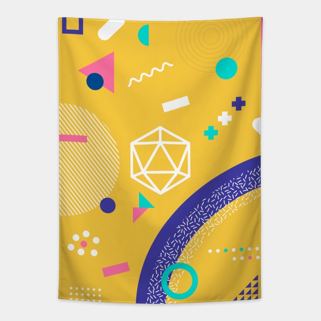 Polyhedral Dice Set Memphis Design Yellow Tabletop RPG Tapestry by dungeonarmory