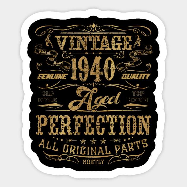 Vintage 80th Birthday Gift Tshirt For Men Women Classic 1940 Vintage 80th Birthday Gift For Men Wom Sticker Teepublic