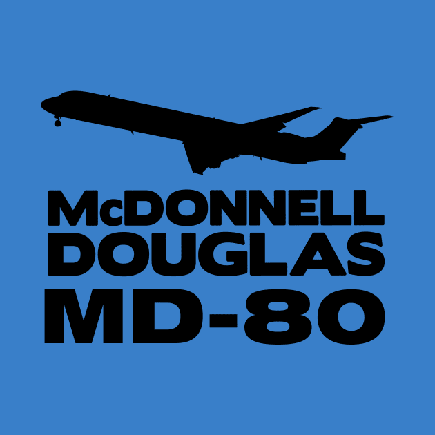 McDonnell Douglas MD-80 Silhouette Print (Black) by TheArtofFlying