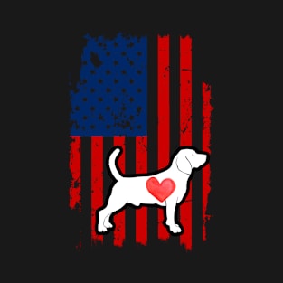 Beagle Merica Usa American Flag T-Shirt