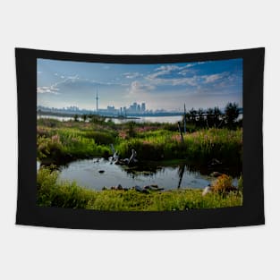 Toronto Skyline From Tommy Thompson Park Tapestry