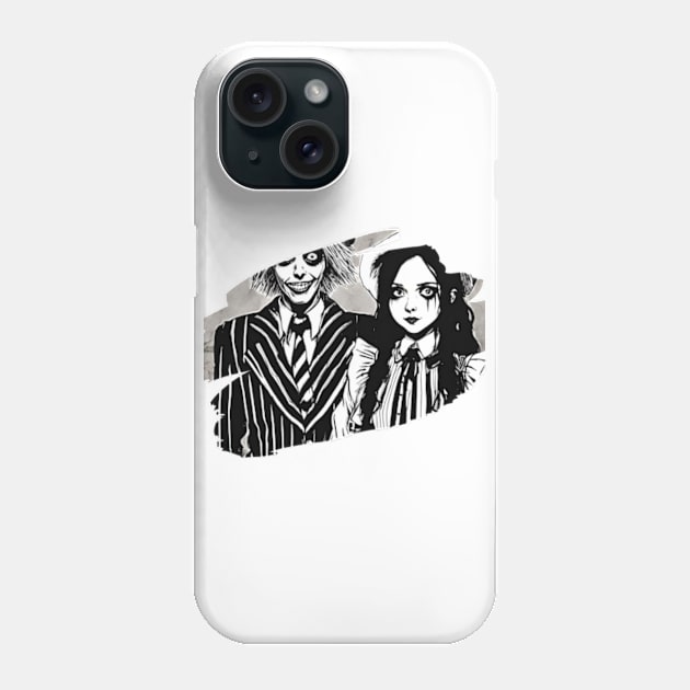 beetlejuice and wednesday adams  manga style Phone Case by badrhijri