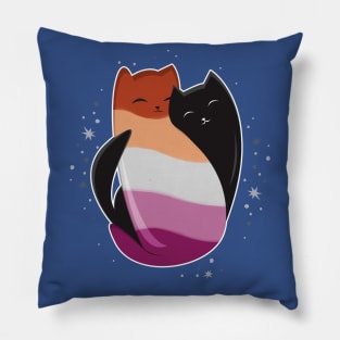 Lesbian Cat LGBT Gay Pride Flag Pillow