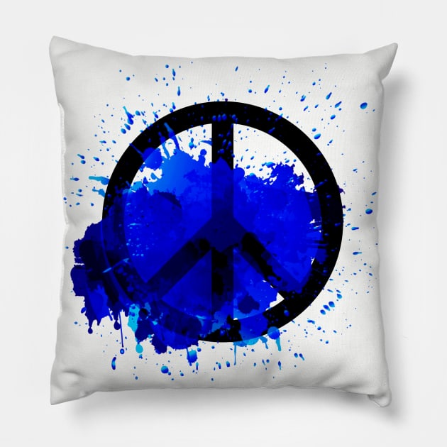 Peace of a Rainbow - Blue Pillow by Leroy Binks