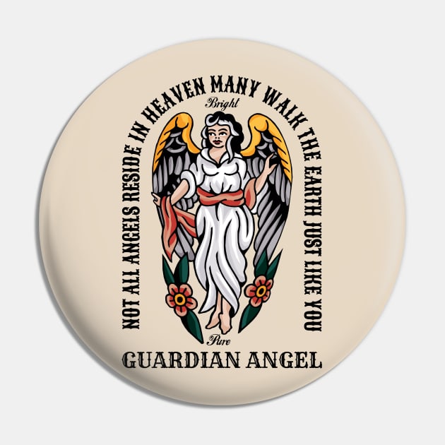 Vintage Guardian Angel Bright and Pure Pin by KewaleeTee