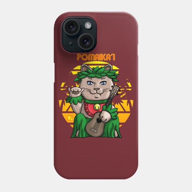 Maneki Neko Hula Girl Cat Pomaika'i Phone Case by jasonyerface