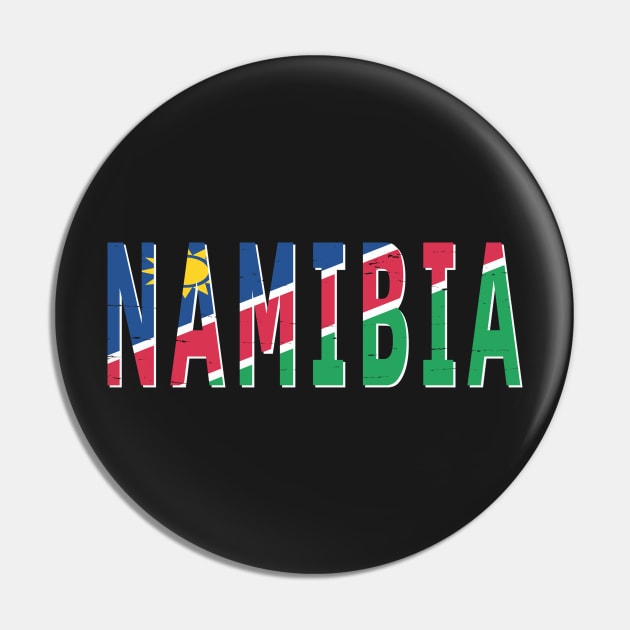 Namibia Text in Colors of the Namibia Flag Pin by scotch