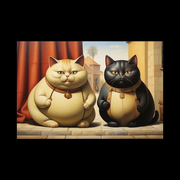 Botero Style Cats - Chonky Business Fat Cats by Lucky Cat Nine Designs