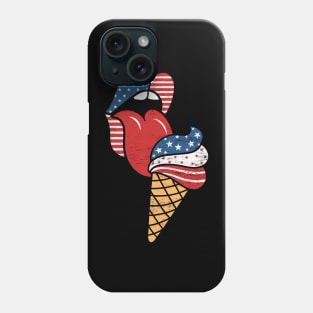 Patriotic American Flag Lips and Summer Stars & Stripes Ice Cream Phone Case