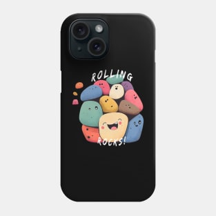 Rolling Rocks: Laughing Stone Creatures in Comic Kawaii Style - Cute and Original Decoration! Phone Case