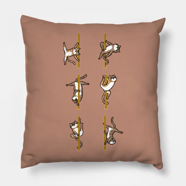 Cats Pole Dancing Club Pillow by huebucket