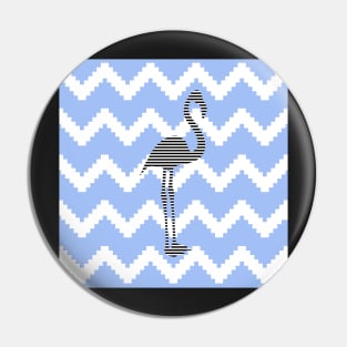 Flamingo  - abstract geometric pattern - blue and white. Pin