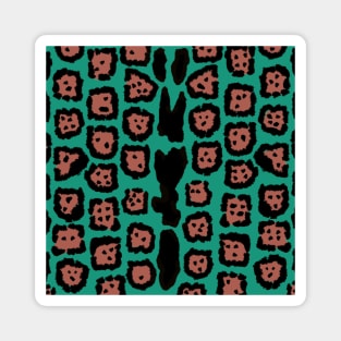 Jaguar Pattern in Watermelon on Aqua Blue Magnet