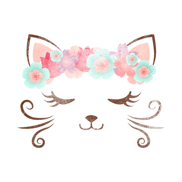 vintage Kawaii cat, kitty kat, flower crown, cute cat, cat ...