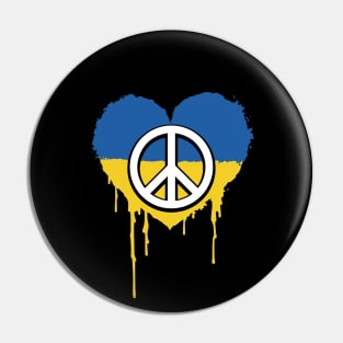 Ukraine flag in a heart shape, peace symbol Pin