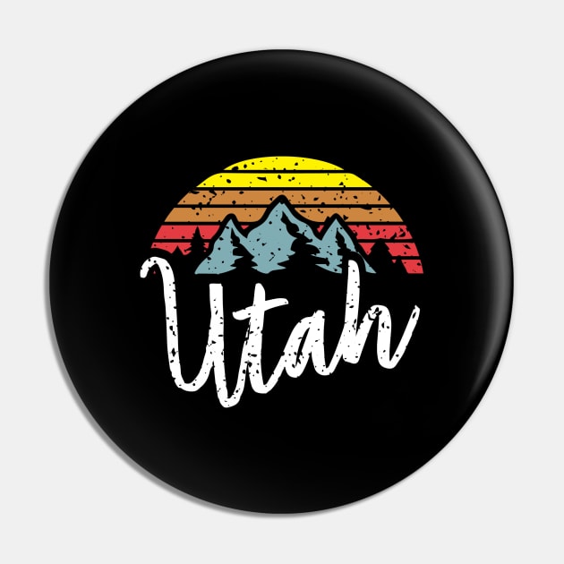 Utah Retro Eighties Style Mountains Design, Great Gift Pin by Wicked Zebra