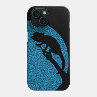 Minimalistic Chameleon Silouette on distressed Light blue moon Background Phone Case