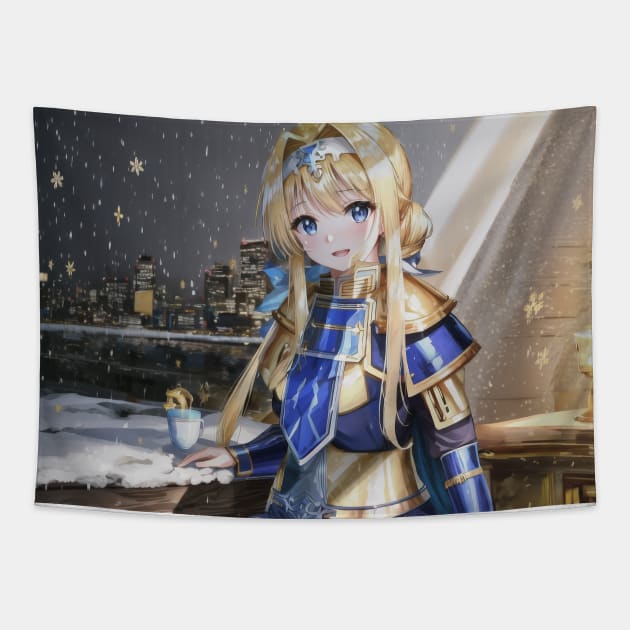 alice in snow Tapestry by WabiSabi Wonders