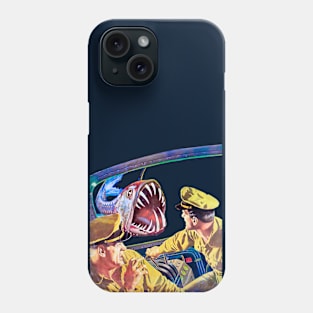 Terrifying Encounter: Two Sailors Confronted by Aquatic Monster in the Deep Ocean Depths Within Retro Vintage Submarine Phone Case