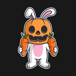 Cute Bunny Wearing a Pumpkin Head | Halloween Character T-Shirt