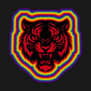 LGBTQ+ rainbow Angry Tiger silhouette T-Shirt