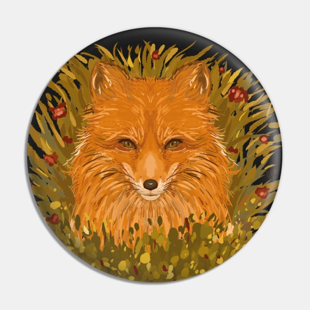 Red Fox in the Grass Pin by rnmarts