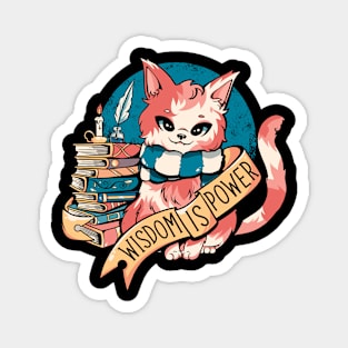 Wisdom is Power Books and Cat by Tobe Fonseca Magnet