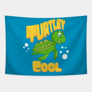 Turtley Cool Cute Funny Adorable Sea Turtle Cartoon Character Tapestry