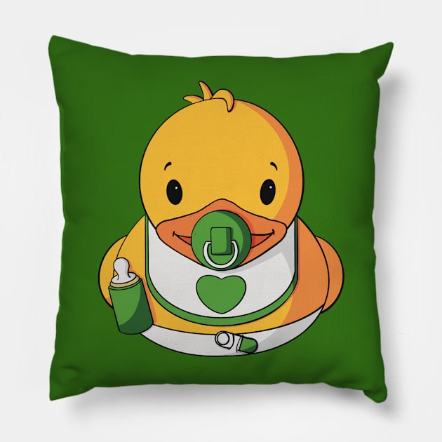 Baby Rubber Duck - Green Pillow by Alisha Ober Designs