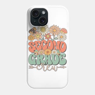 Back To School Retro Groovy Wildflower Second Grade Crew Funny Teacher Girls Phone Case