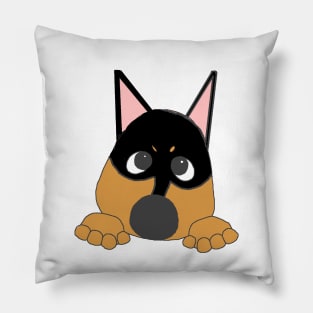 miniature pinscher black and tan peeking cartoon Pillow