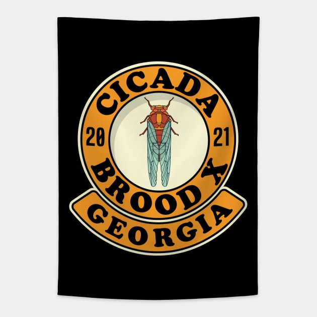 Cicada Brood X 2021 Georgia 17 Year Hatch Tapestry by Huhnerdieb Apparel