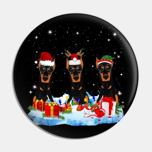 Christmas Pajama Three Doberman Cute Dog Costume Xmas Pin