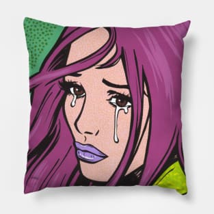 Purple Crying Comic Girl Pillow