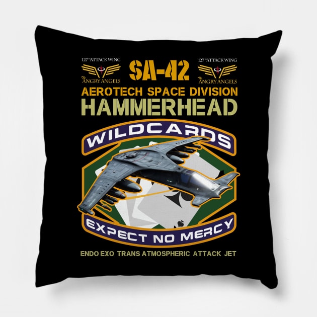 SA-42 Hammerhead Endo Exo Attack Jet Pillow by Meta Cortex