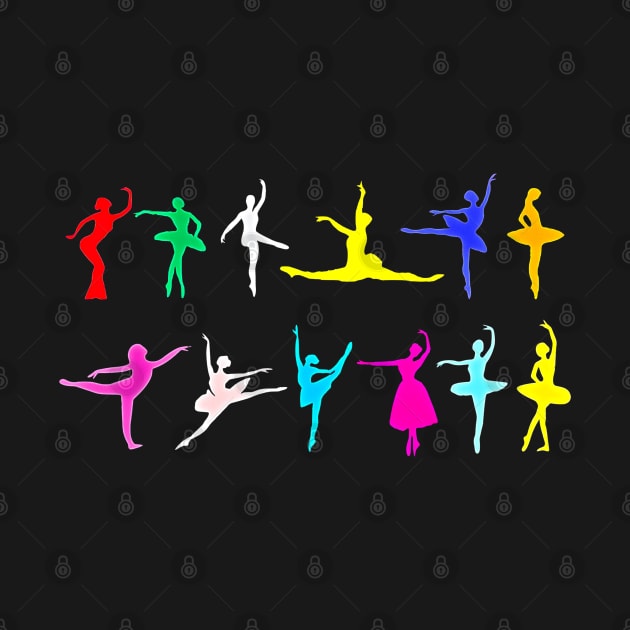 Colorful Ballet dancers by doniainart